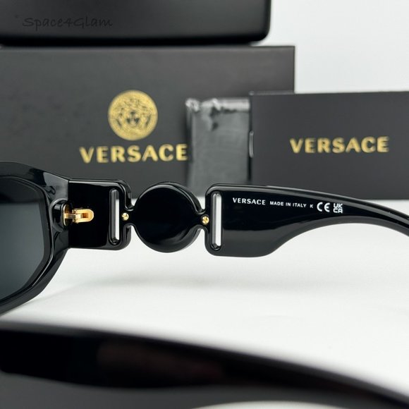 Versace Women Sunglasses Black Grey Rectangle VE4361 Medusa Biggie 536087 NEW main image 5